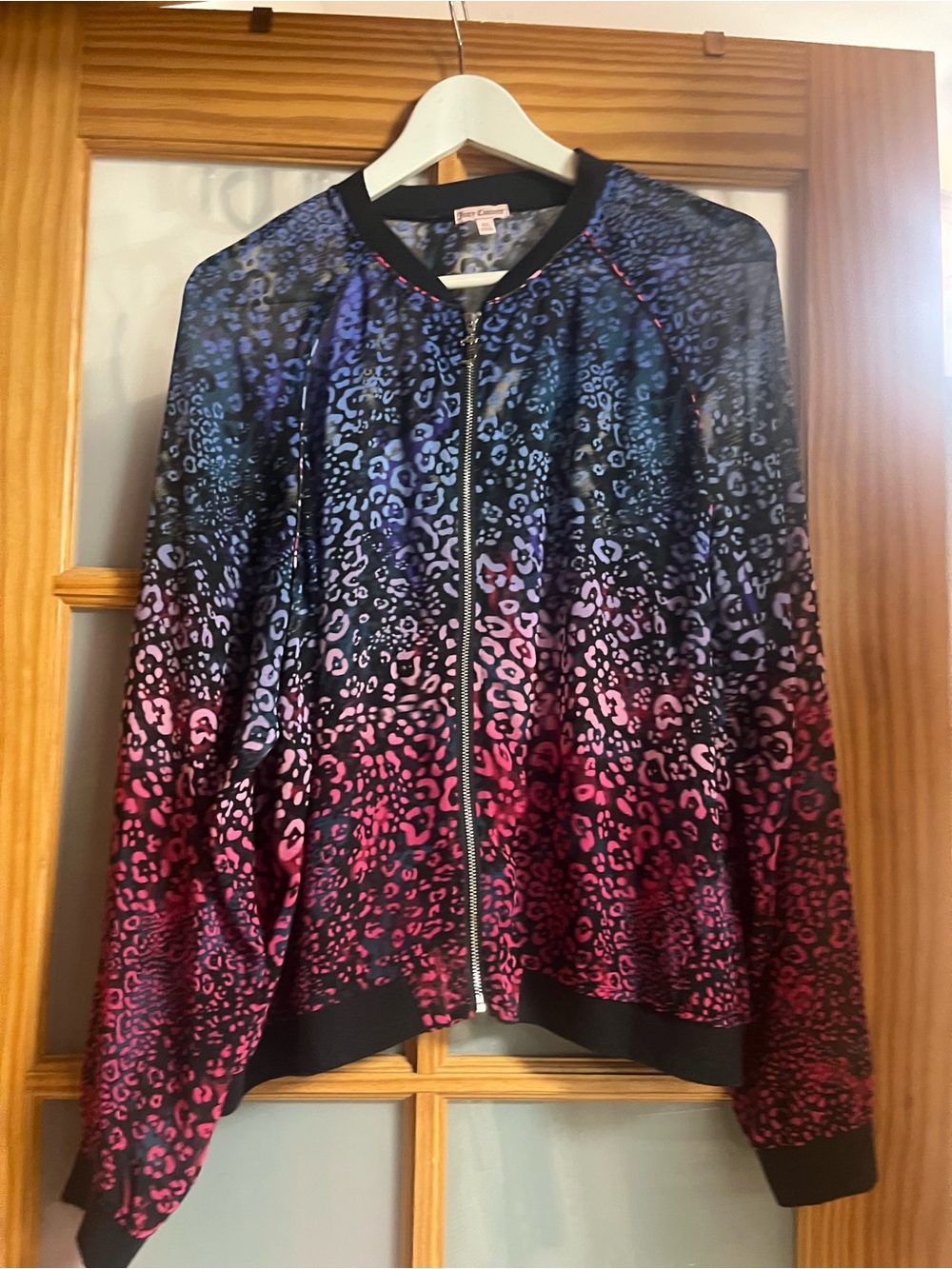 Juicy Couture Viva Luxe Sheer Zip Front Bomber Jacket